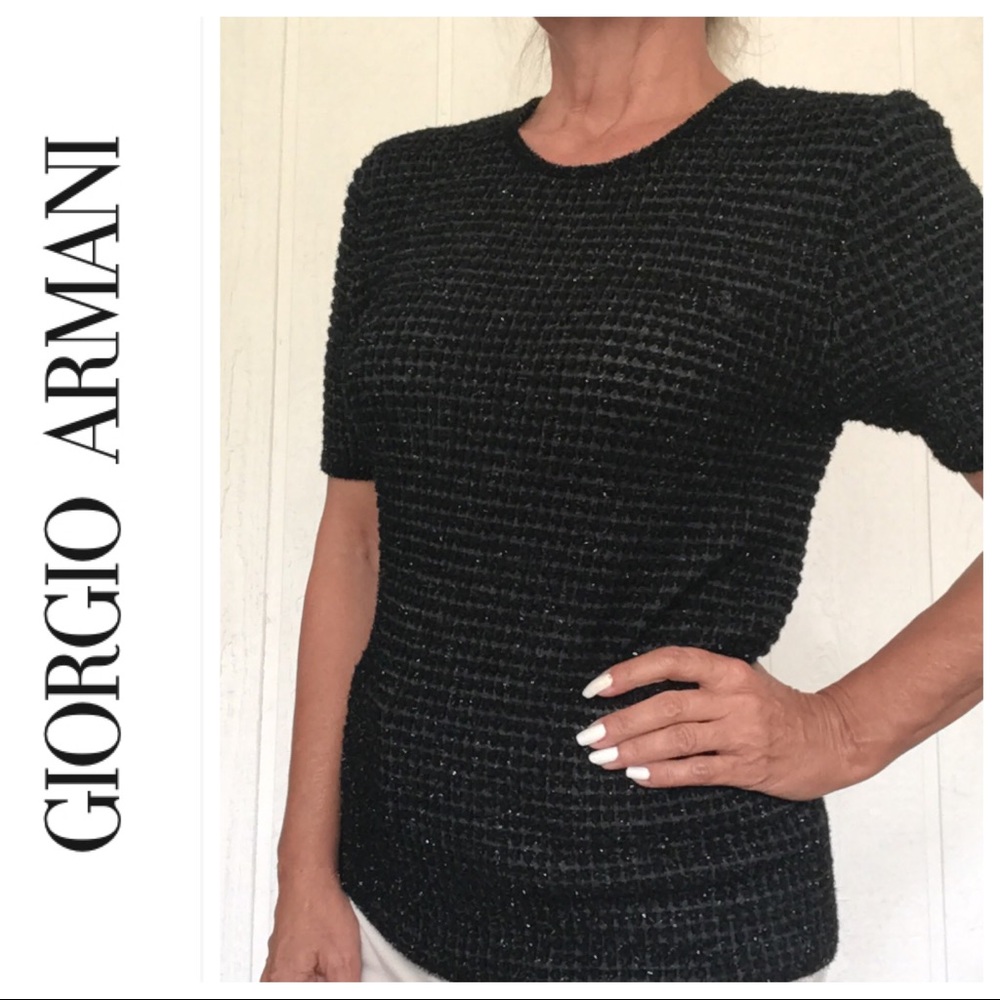 GIORGIO ARMANI LE COLEZIONI BLACK SPARKLE  SWEATER SIZE 10